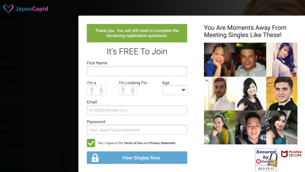JapanCupid Registration